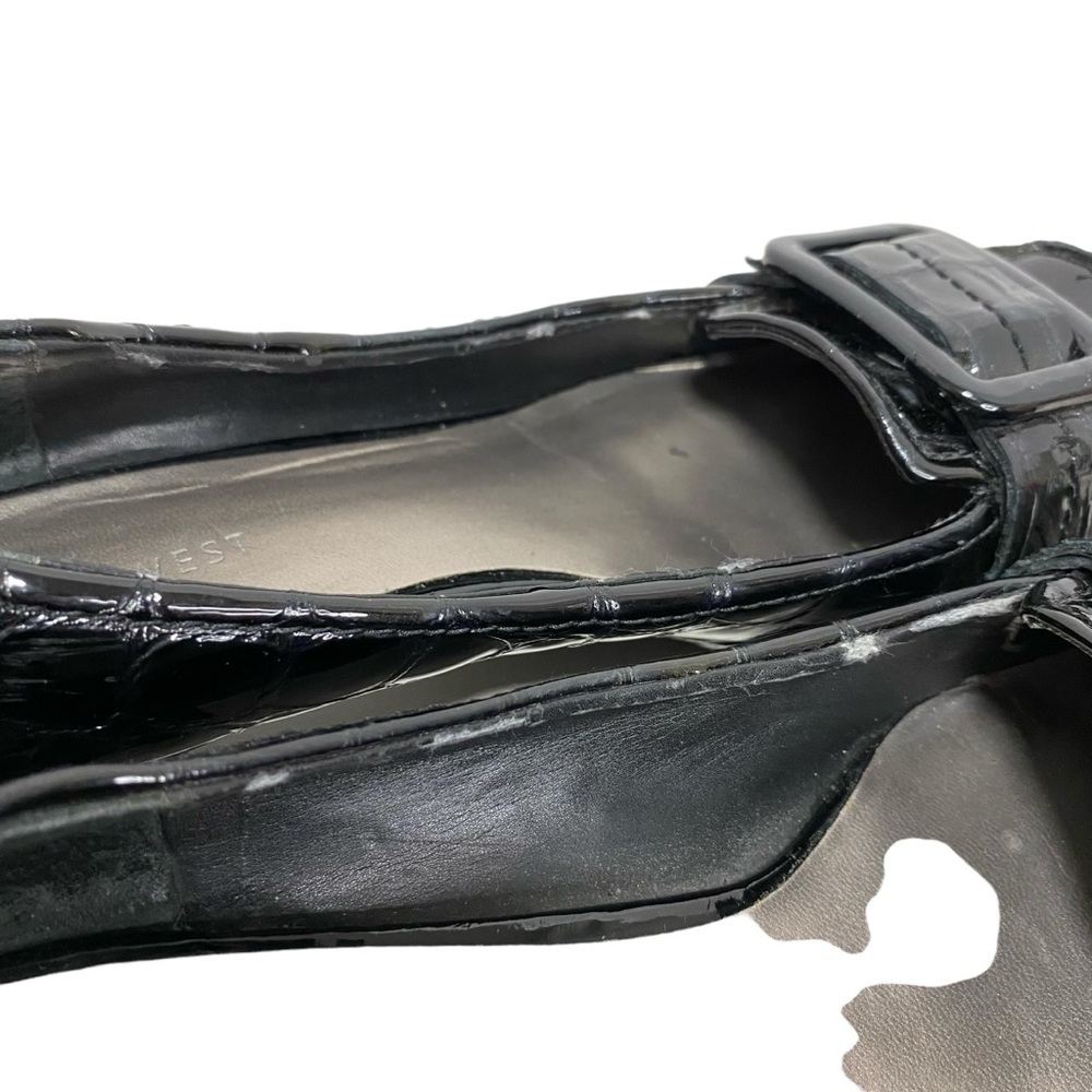 Nine West Black Patent Croc Print Heeled Loafer - 6.5 China - Picture 7 of 12